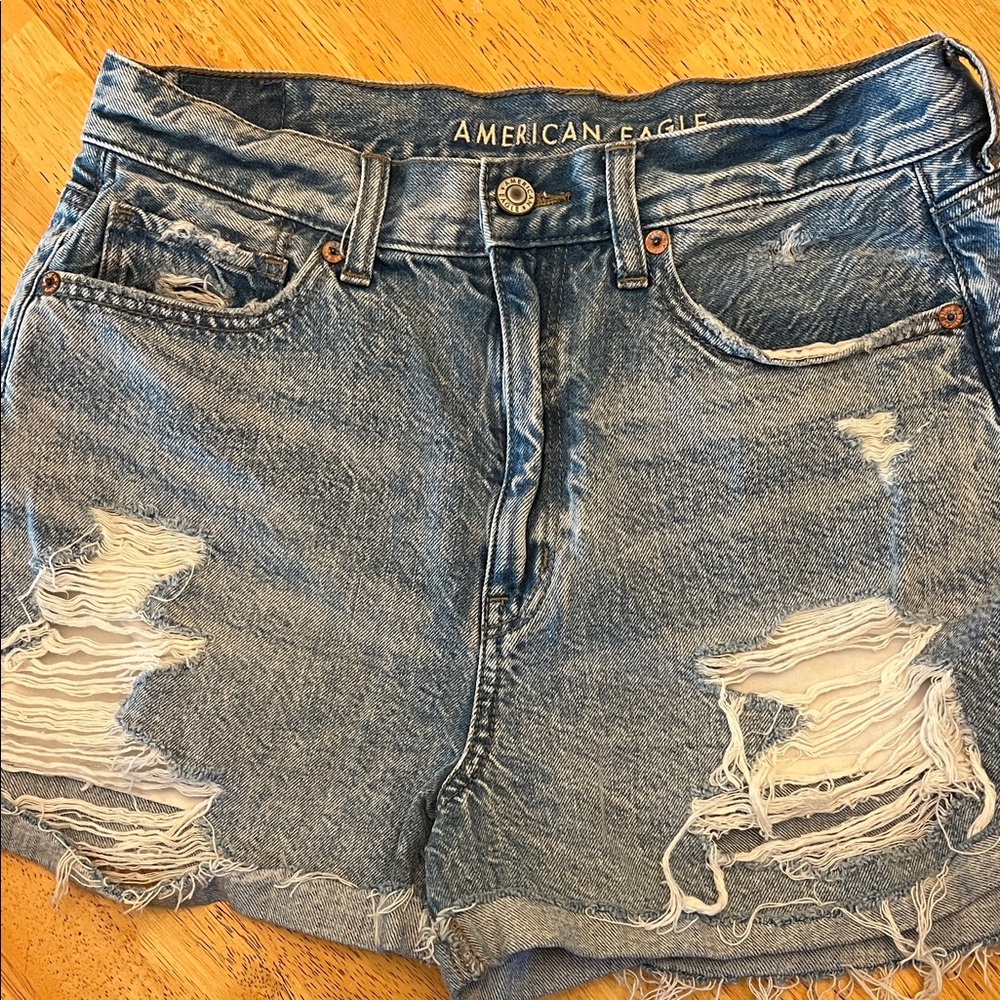 American Eagle Outfitters Distressed Light Blue Jean Shorts